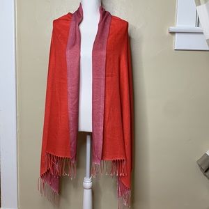 PRETTY PERSUASIONS Red, Mauve & Gold Shimmer Wide Shawl Style Scarf NWT